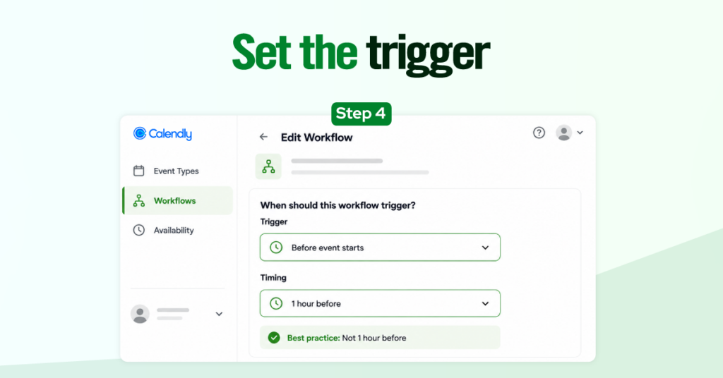 Calendly SMS Text Reminders step 4: Set the trigger (timing) 